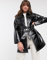 Thumbnail for your product : Glamorous belted jacket in vinyl