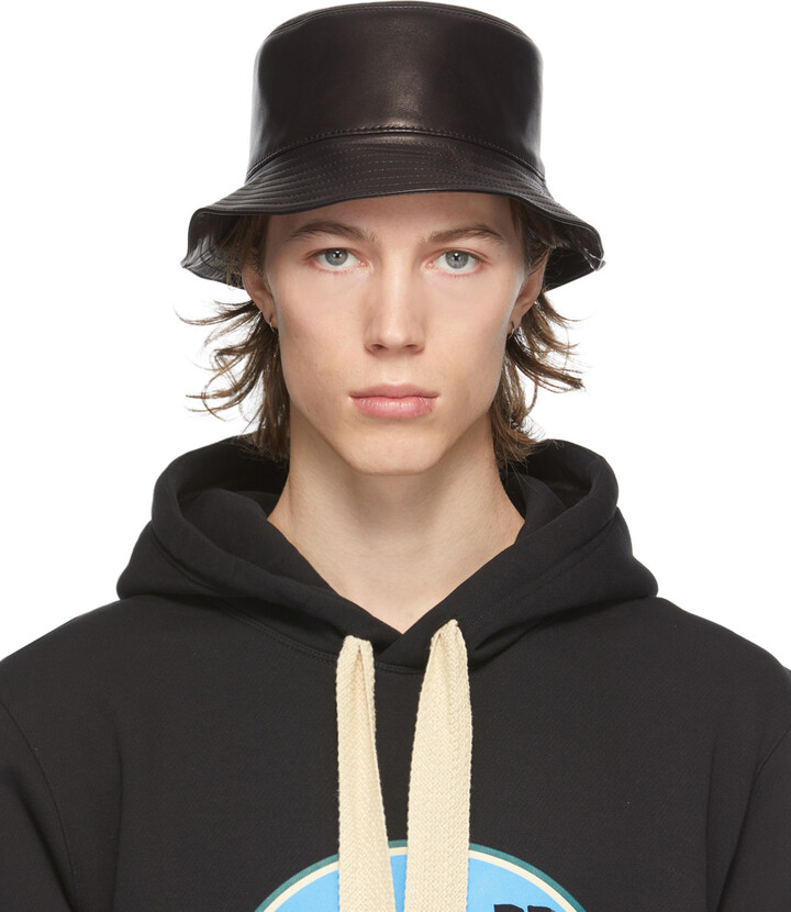 Loewe Black Leather Fisherman Bucket Hat ShopStyle