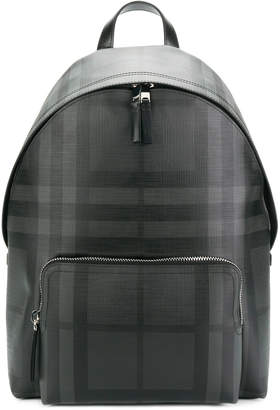 Burberry Backpack With London Check Pattern And Leather Trim