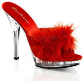 Thumbnail for your product : Pleaser USA Lip-101-8 Womens Red Marabou Feather Slide In Open Toe 5 Inch High Heels Low Platform Slippers Evening Bedroom Shoes