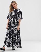Thumbnail for your product : Another Reason tie back maxi smock dress in marble