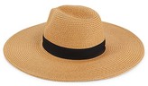 Thumbnail for your product : Vince Camuto V-Logo Grosgrain-Band Straw Hat