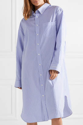 Balenciaga Oversized Striped Cotton-poplin Dress - Blue