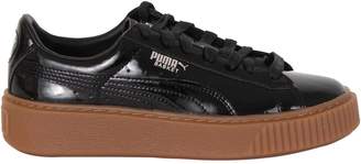 Puma Black Silver Basket Platform Sneakers