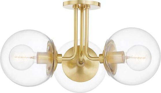 Mitzi Meadow Semi-Flushmount Light in Brass, Size: Medium