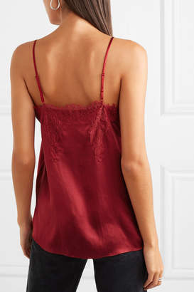 CAMI NYC The Sweetheart Lace-trimmed Silk-charmeuse Camisole - Red