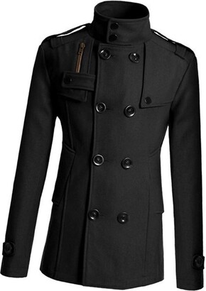 KINLOU Mens Overcoat - Long Sleeve Double Breasted Slim Fit Jacket Casual  Elegant Parka Trench Coats - ShopStyle