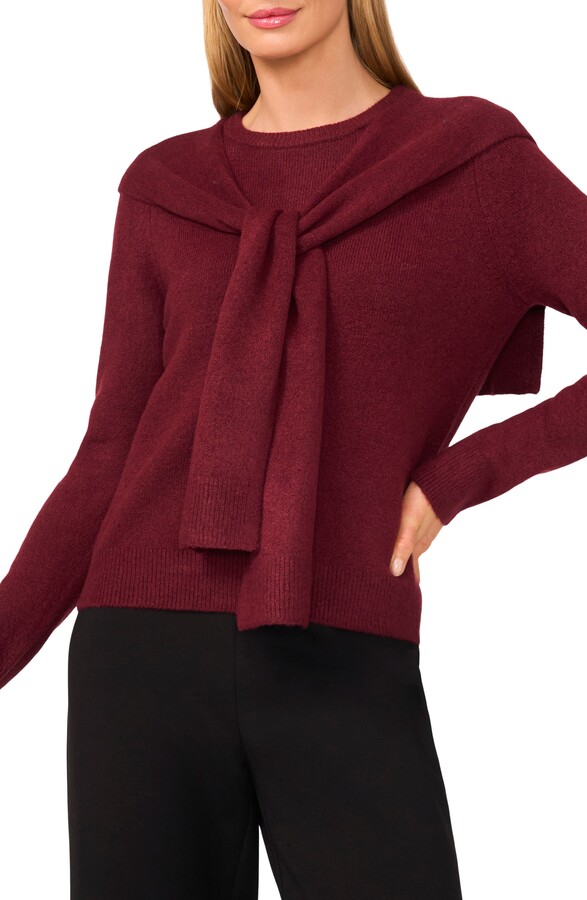 Halogen Shoulder Wrap Detail Sweater