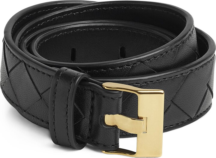 Bottega Veneta Leather Intreccio Watch Belt