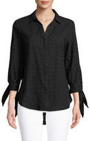 Thumbnail for your product : Isaac Mizrahi IMNYC Eyelet Cotton Button-Down Shirt