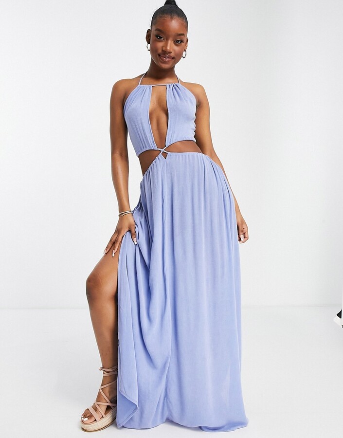 powder blue long dress