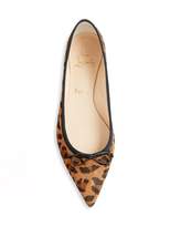 Thumbnail for your product : Christian Louboutin Hall Studded Leopard-Print Leather Flats
