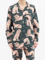 Thumbnail for your product : Desmond & Dempsey Circe Lion-print Cotton-poplin Pyjama Shirt - Pink Multi