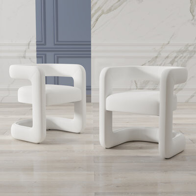 Upholstered Barrel Dining Chair With Hollow Back, Modern Solid Wood Dining Chair, Comfy Side Chair For Dining Room/Living Room