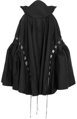 Antonio Berardi Mesh-trimmed Cotton-poplin Skirt - Black