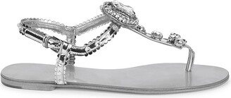Dolce & Gabbana Embellished Metallic Toe-Thong Sandals