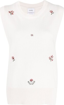 Barrie Floral Embroidered Cashmere Top