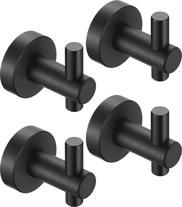 AsterOutdoor Round Base Wall Hanging Hook with Screws- Matte Black Hook, 4 Pack, for Entry Shoe Cabinet, Wardrobe Bathroom Bedroom Furniture Hardware [Unable ship on weekends+usps/fedex]