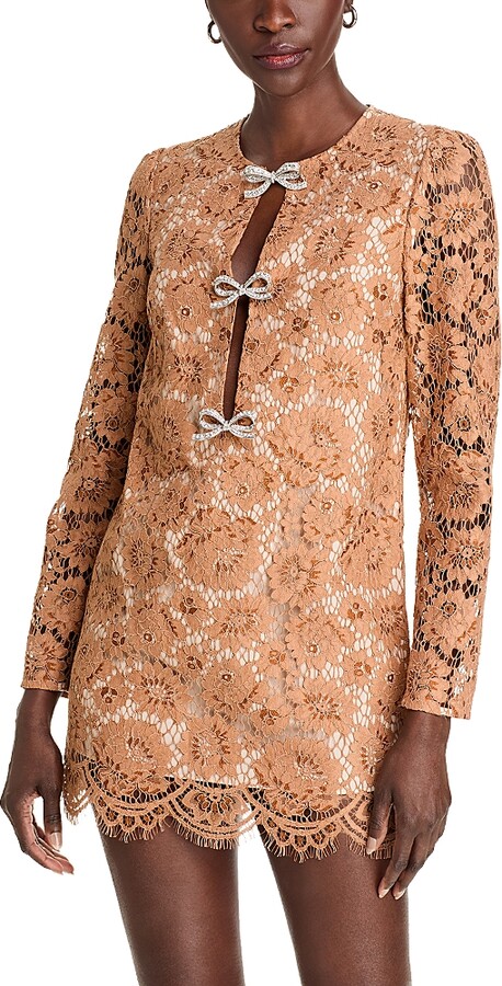 Self-Portrait Lace Embellished Bow Mini Dress