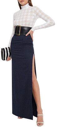 SOLACE London Cardin Pinstriped Twill Maxi Skirt