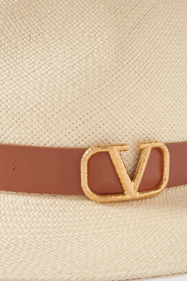 Valentino Garavani Leather-trimmed Straw Fedora - Ecru