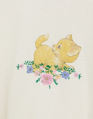 Daisy Street relaxed t-shirt with floral kitten print