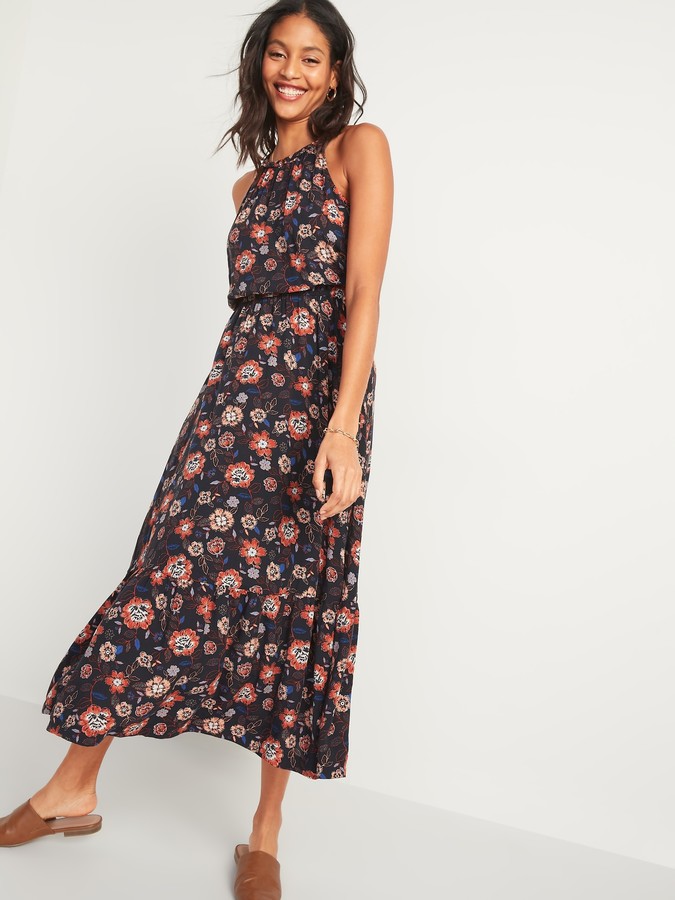 Old Navy Waist-Defined Braided-Strap Printed Maxi Dress for Women ...