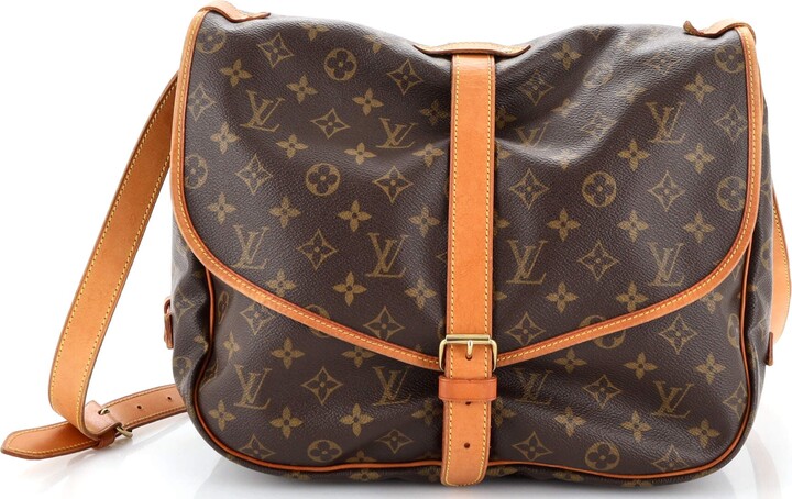 Pre-owned Louis Vuitton 1990 Saumur Crossbody Bag In Brown