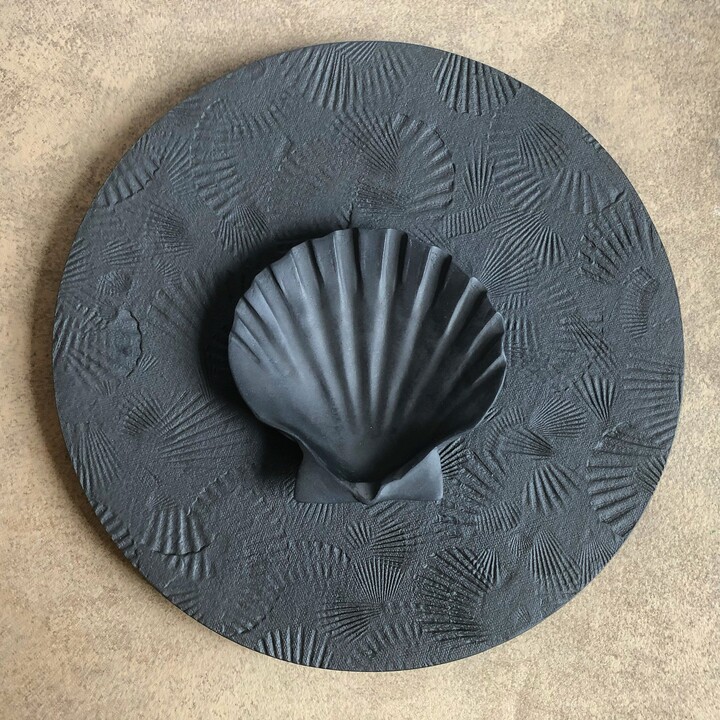 Sea Inspired Metal Serving Platter - Scallop Shell Impressions