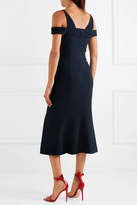 Thumbnail for your product : Rebecca Vallance Beltrán Cold-shoulder Crepe Midi Dress - Navy