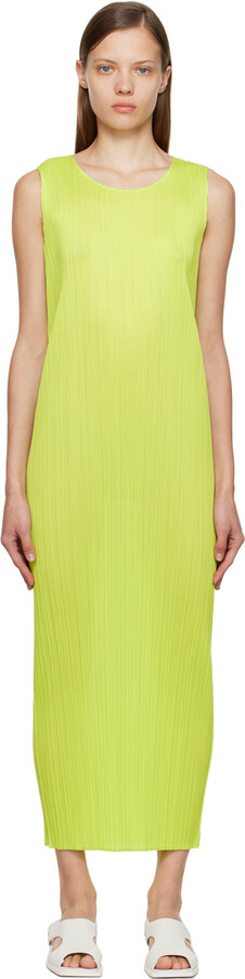 Pleats Please Issey Miyake Green Basic Maxi Dress - ShopStyle