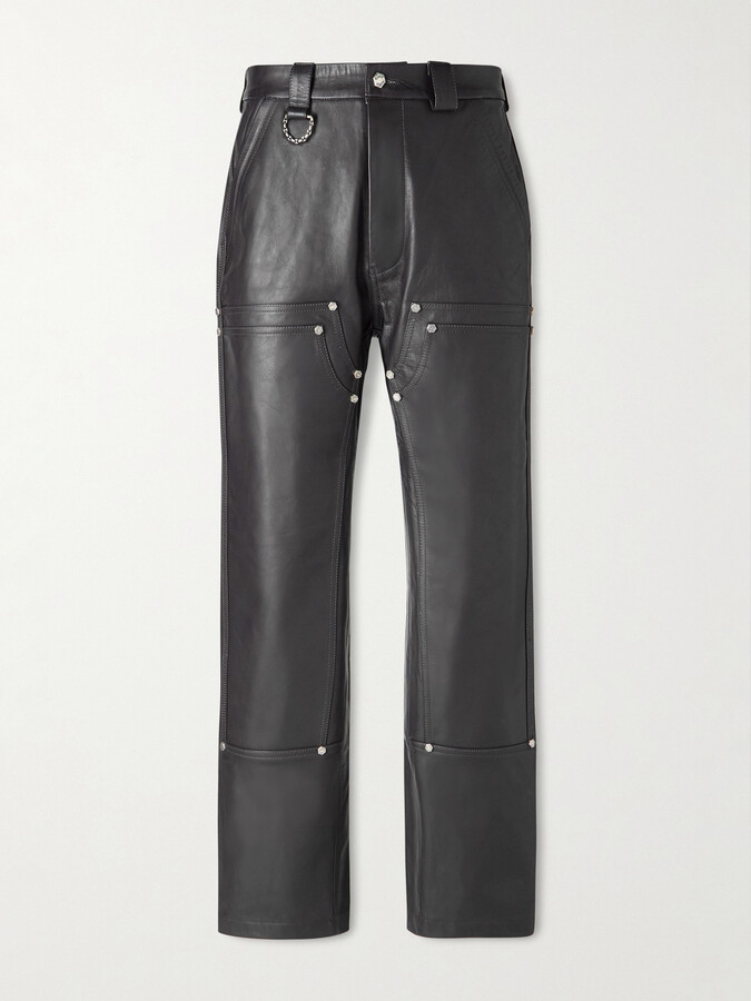 424 + HOORSENBUHS Straight-Leg Studded Leather Trousers