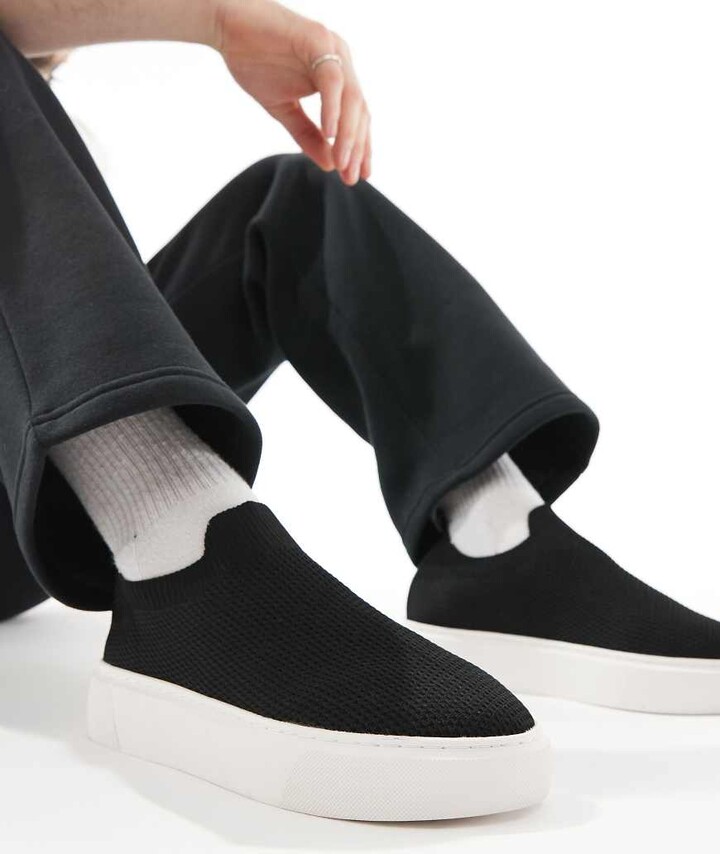 ASOS DESIGN slip on plimsolls in black with gum sole ShopStyle