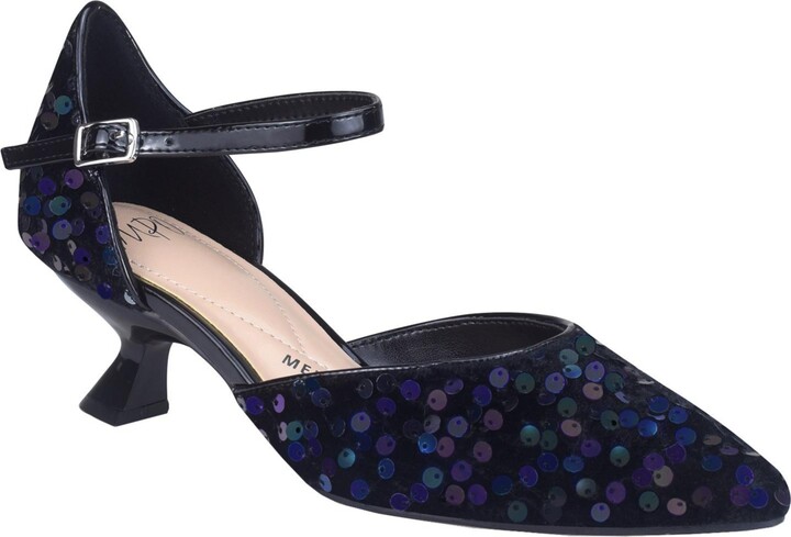 Impo Women's Edmee Pointed Toe Kitten Heel Ankle Strap Pumps