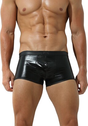 dPois Mens Wet Look Underwear High Cut Stage Performance Drawstring Shorts Lingerie