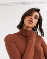Thumbnail for your product : Vero Moda Aware roll neck jersey midi dress in brown