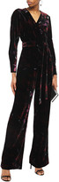 Thumbnail for your product : Diane von Furstenberg Addie Wrap-effect Floral-print Velvet Jumpsuit