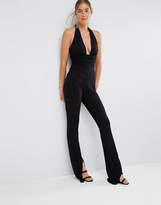Thumbnail for your product : ASOS Tall Jersey Jumpsuit With Halter Neck And Plunge Detail