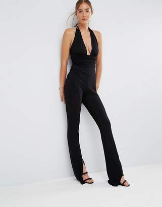 ASOS Tall Jersey Jumpsuit With Halter Neck And Plunge Detail