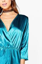 Thumbnail for your product : boohoo Petite Holly Satin Playsuit