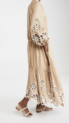 Jonathan Simkhai Anisa Oversized Broderie Anglaise Cascade Slit Midi Dress