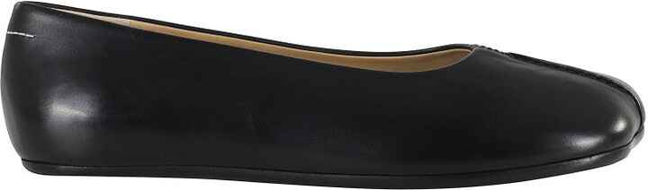 Square Toe Ballerina Flats With Logo Stitching