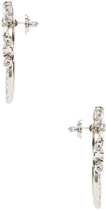 Oscar de la Renta Pave Flower Crystal Hoop Earrings in Silver | FWRD