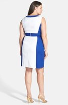 Thumbnail for your product : Tahari by ASL Colorblock Split V-Neck Sheath Dress (Plus Size)