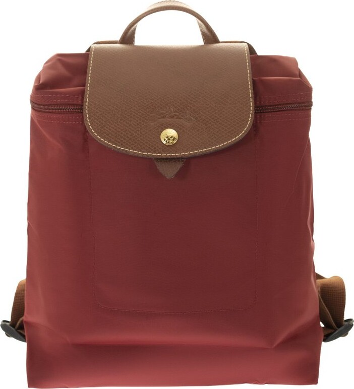 Pliage leather backpack Longchamp Burgundy in Leather - 32711042