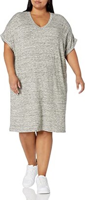 Amazon Essentials Women's Supersoft Terry Deep V-Neck Roll-Sleeve Dress (Previously Daily Ritual)