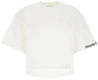 Alexander McQueen Logo Embroidered Cropped T-Shirt