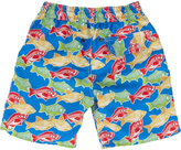 Thumbnail for your product : Retromarine Fish-pattern Knee-length Swim Trunks