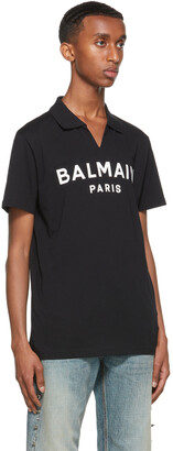 Balmain Black Printed Logo Polo