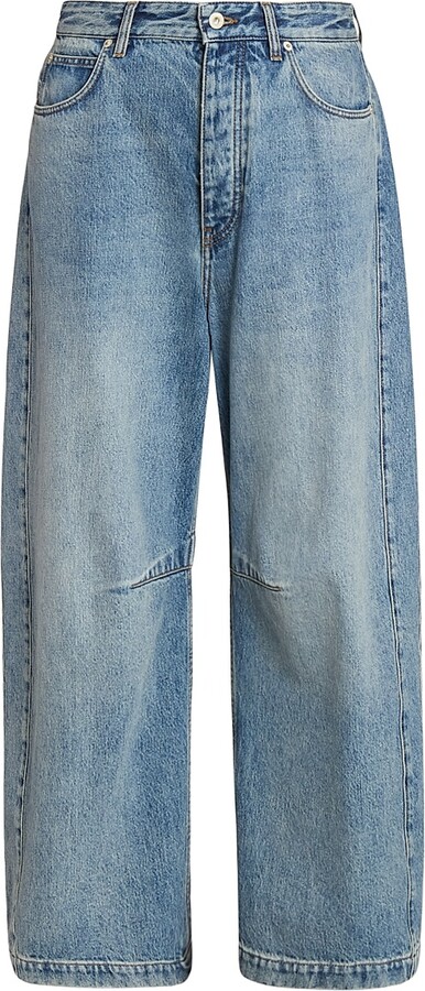 Loewe Women's Anagram Mid-Rise Barrel Jeans - Washed Denim - Size 0